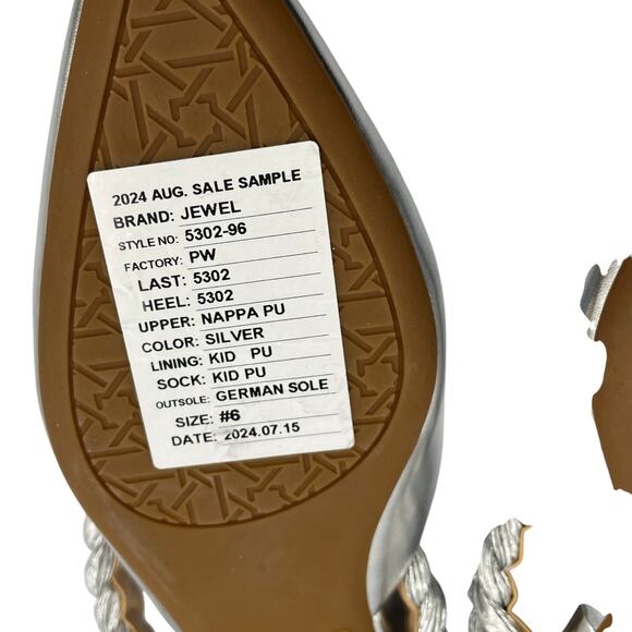 Jewel Badgley Mischka Braided Strap Pointed Toe Flat Mules Silver Size 6 - Picture 6 of 8